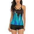 thumbnail image 1 of Aayomet Womens Tankini Bathing Suits Print Two Swimsuits Strappy Set Women Plus Piece Size Swimdress Back Swimwears Tankinis Set,Blue XXL, 1 of 5