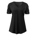 thumbnail image 1 of Aayomet Womens Tops Casual Womenâs -T Short Sleeve V-Neck T-Shirt,Black S, 1 of 5