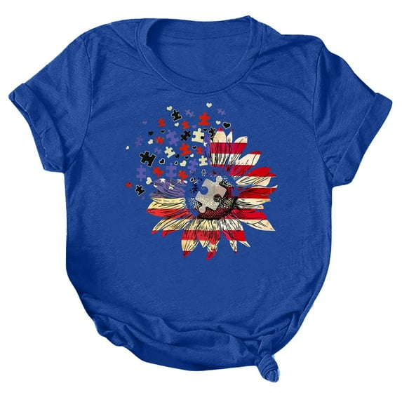 Aayomet Womens Tops Casual Womens Short Sleeve Crewneck Shirts Loose Casual Tee T-Shirt,Blue L