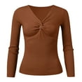 thumbnail image 1 of Aayomet Womens Tops Dressy Casual Women Casual V-Neck T-Shirts Loose Puff Short-Sleeve Tops Tunic Blouse,Coffee XXL, 1 of 5