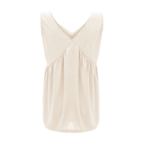 Aayomet Womens Tops Dressy Casual Womens Sleeveless Active Tank Tops Ruffle Loose Tunic Blouse Shirt,Beige L