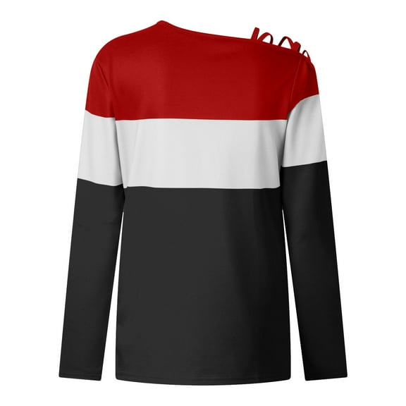 Aayomet Womens Tops Women's Casual Loose Fit Tunic Tops Long Sleeve Comfy Sweatshirts Pullover T-Shirts Blouses,Red XXL