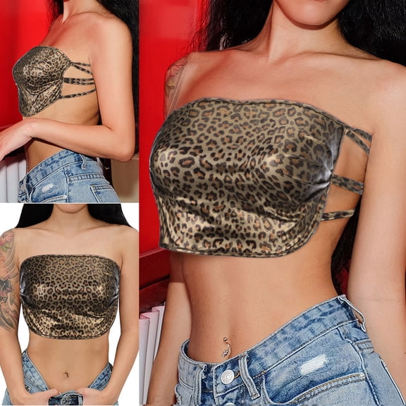 Aayomet Womens Tops Women's Leopard Fashion Vest Strap Casual Print Slim Sleeveless Sling Women's Blouse,Yellow L