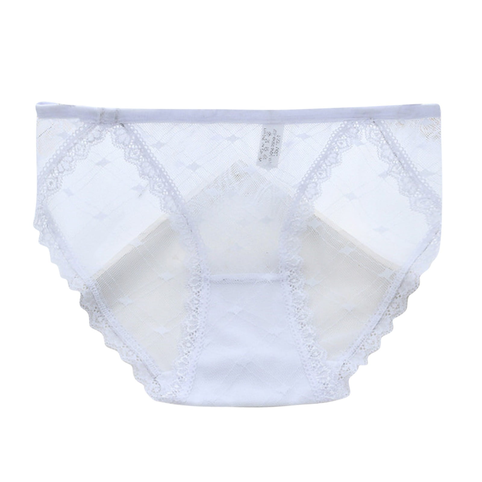 Aayomet Womens Underwear Cotton Womens Lace Trim Seamless Sheer Panties  Briefs Cotton Crotch,White XL 