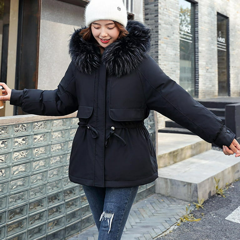 Aayomet Womens Winter Coats Women's Lightweight Long-Sleeve Water-Resistant  Puffer Jacket,Black XL 