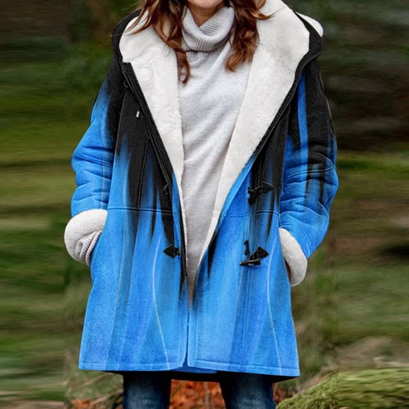 Aayomet Womens Winter Coats Women's Long Hooded Rain Jacket Outdoor Raincoat Windbreaker,Blue XL