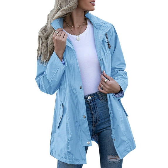 Aayomet Womens Winter Coats Women's Long Softshell Jacket with Removable Hood Insulated Warm Lined Winter Coat Waterproof Parka,Blue XL