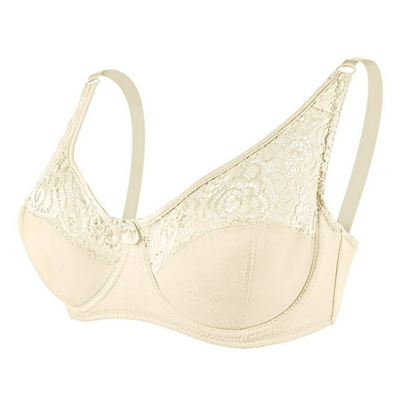 Aayomet Womens Wireless Bra Women's Invisibles Comfort Seamless Lightly Lined V Neck Bralette Bra,Beige 38