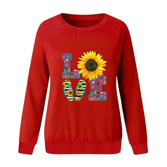 Aayomet Womens fall fashion 2023 Sweatshirt for Women Crewneck Long Sleeve Shirts Casual Tunic Tops to Wear with Leggings,Red S