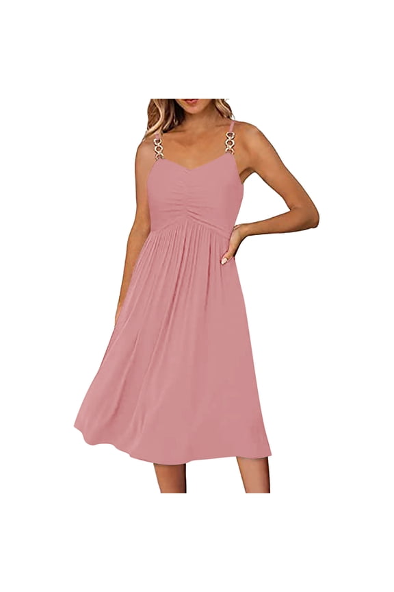 Work Dresses For Women Womens Wrap V Neck Dresses for Wedding Guest Casual Pleated Long Sleeve Mini Dress,Pink S