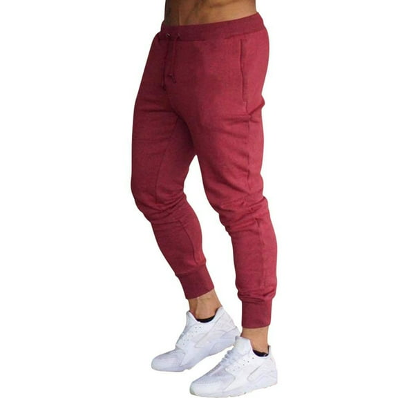 Aayomet Work Pants For Men Men's Elastic Bottom Sweatpants with Pockets,Red XXL