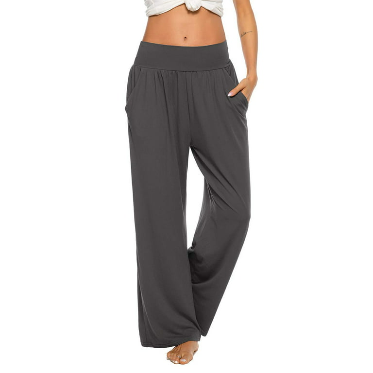 Aayomet Work Pants Women's Cotton Sweatpants Open Bottom Yoga Sports Pants  Straight Leg Lounge Pants with Pockets,Gray XXL