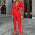 thumbnail image 1 of Aayomet Workout Jumpsuits For Women 2023 Women's Fashion Solid Color Lacing Deep V Casual Jumpsuit,Red M, 1 of 5
