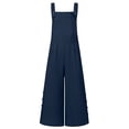 thumbnail image 1 of Aayomet Workout Jumpsuits For Women Women's Sleeveless Overalls Jumpsuit Casual Solid Summer Wide Leg Bib Pants Bottons Wide Leg,Navy 4XL, 1 of 5
