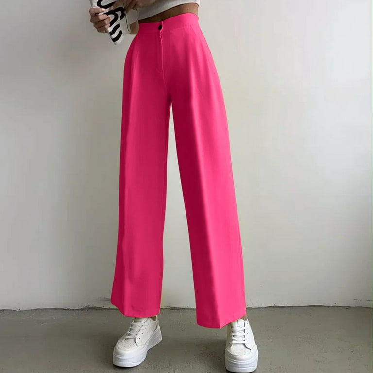 Aayomet Workout Pants Women Womens High Waisted Baggy Sweatpants Comfy  Cotton High Waist Jogger Pants Trendy Lounge Trousers with Pockets,Pink M 