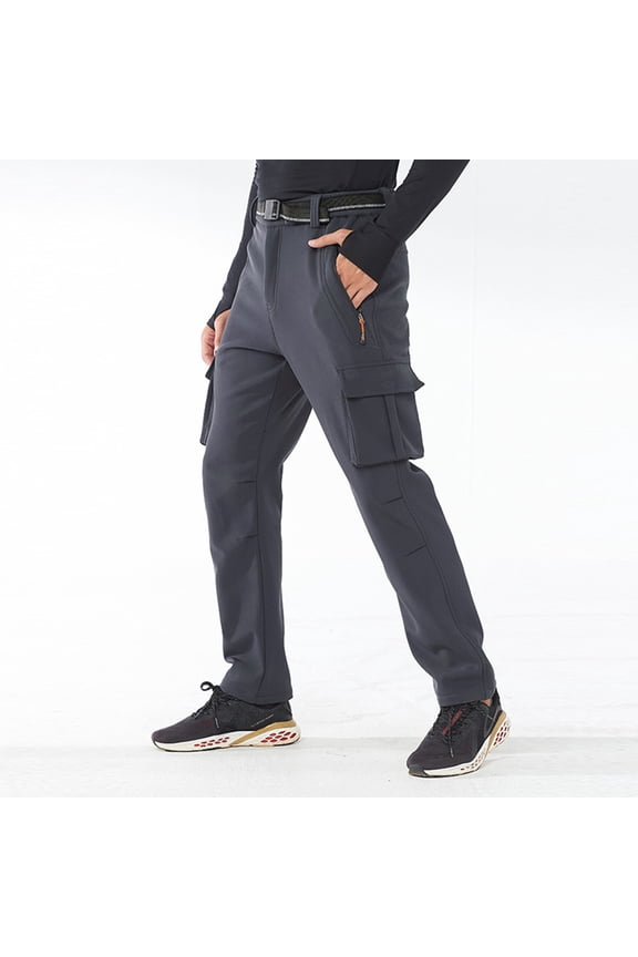 Workout Pants for Men Waist Pant Solid Full Length Pocket Zipper Fly Pants (A, XXL)