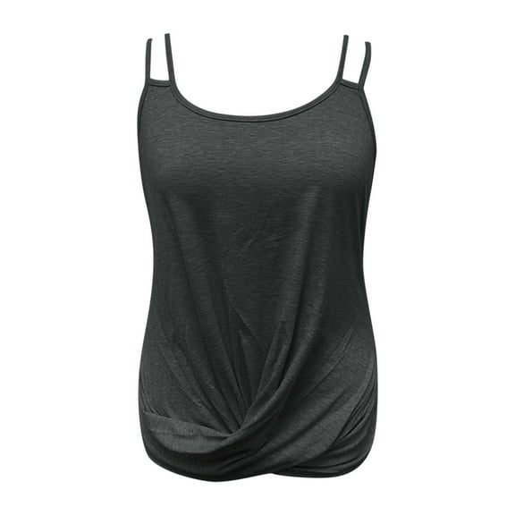 Aayomet Workout Tank Tops For Women Women's Camisole with Shelf Bra Spaghetti Straps Cami Tanks,Gray S