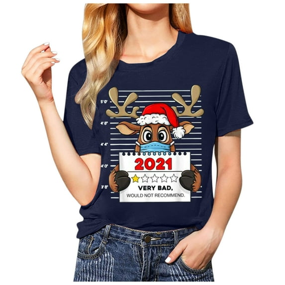 Aayomet Workout Tops For Women T-Shirt Women Vintage Graphic Tee Casual Letters Print Short Sleeve Tops,Navy XL