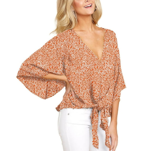 Aayomet Workout Tops For Women Women's Pima Cotton Short Sleeve Workout Shirt Yoga T-Shirt Tee Top,Orange L