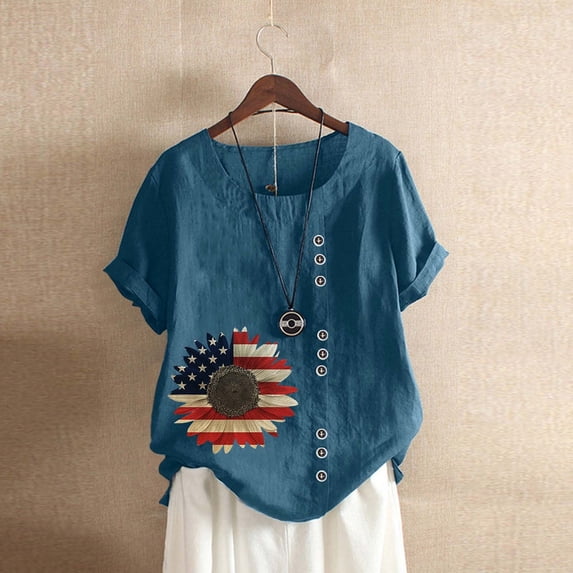 Aayomet Workout Tops Women Summer Tops Loose Fit Lace Causual Crewneck Short Sleeves T-Shirt,Navy 3XL