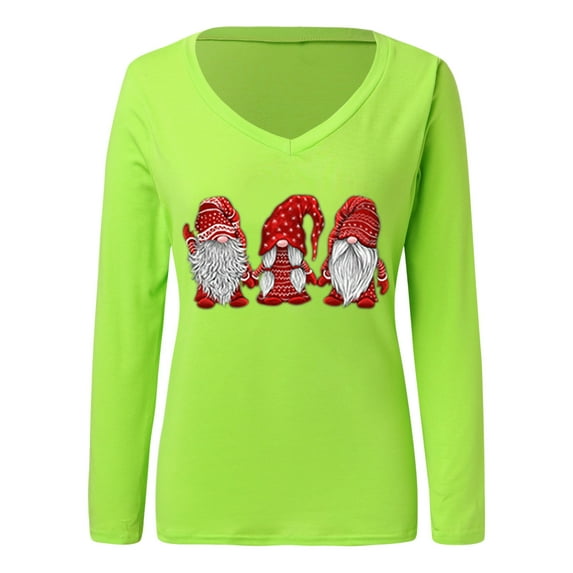 Aayomet Y2k Tops Women's Long Sleeve Tops V Neck Button Down T Shirt Casual Loose Cute Tunic,Green XXL