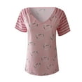 thumbnail image 1 of Aayomet Y2k Tops Womens T Shirts Basic V Neck Tee Loose Fitting Casual Short Sleeve Tops,Pink XL, 1 of 5