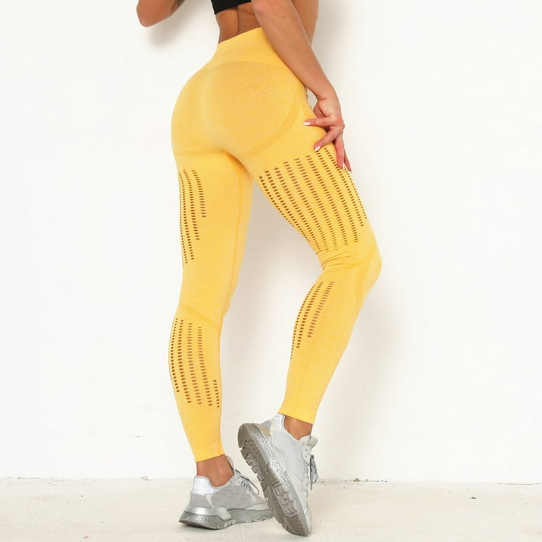 Aayomet Yoga Pants Women Up Legging Yoga Running Push Pant Tight Casual  Yoga Stretchy Women Sport Yoga Pants,Yellow L