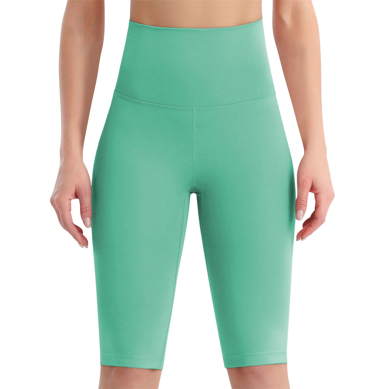 Aayomet Yoga Pants for Women Women High Waist Tight Sports Elastic Solid  Color Fitness Yoga Knee Length Pants,Mint Green XL