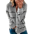 thumbnail image 1 of Aayomet Zip Up Hoodie Sweatshirts Long Zip Hoodie Full Womens Sleeve Coat Striped Lightweight Crewneck Sweatshirts Gray,S-5XL, 1 of 5