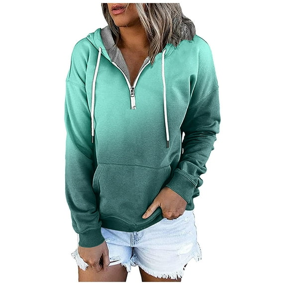 Aayomet Zip Up Hoodie Women Women's Casual Zip Up Hoodie Jacket Long Sleeve Drawstring Hooded Sweatshirt with Pocket,Green S