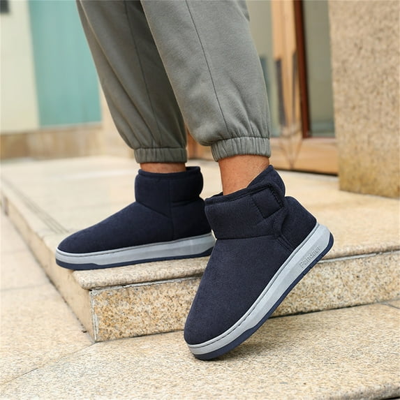 Aayomet winter slippers for Men Cute Slippers for Men Keep Warm Couples Slides Home Slippers Soft Scuff Slip on Anti-Skid Sole Slip-on Slipper for Indoor Outdoor,Blue 11.5
