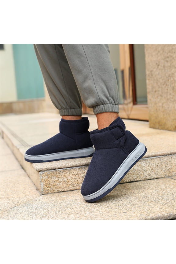 winter slippers for Men Mens Slipper Memory Foam Fluffy Soft Warm Slip On House Slippers,Anti-Skid Cozy Plush for Indoor Outdoor,Blue 9