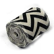 Aayu 3 Pack - 3 Rolls 3" Chevron Printed Burlap Ribbon Roll | Natural, Biodegradable, Eco-Friendly Product | Perfect for Crafting and Decorating Needs (Black Chevron, 3 Inch) Total 15 Yards