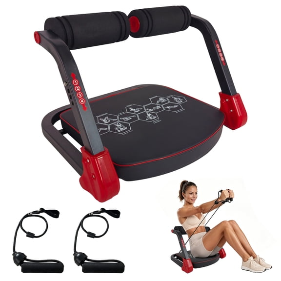 Ab Core Trainer Abdominal Machine for Home Gym – Foldable Sit-Up Bench with Resistance Bands, 3 Adjustable Levels, Full-Body Workout for Arms, Legs, Glutes & Core, 330LB Capacity, No Assembly Require