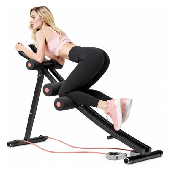 Ab Machine, AB Workout Equipment, Adjustable Height Waist Trainer, Foldable Home Gym Equipment with 4 Adjustable Resistance Levels and Resistance Bands