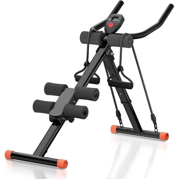 Ab Machine Ab Trainer - Foldable Abdominal Trainer for Stomach Workout, Core Strength Training Equipment with Knee Protection for Home Gym
