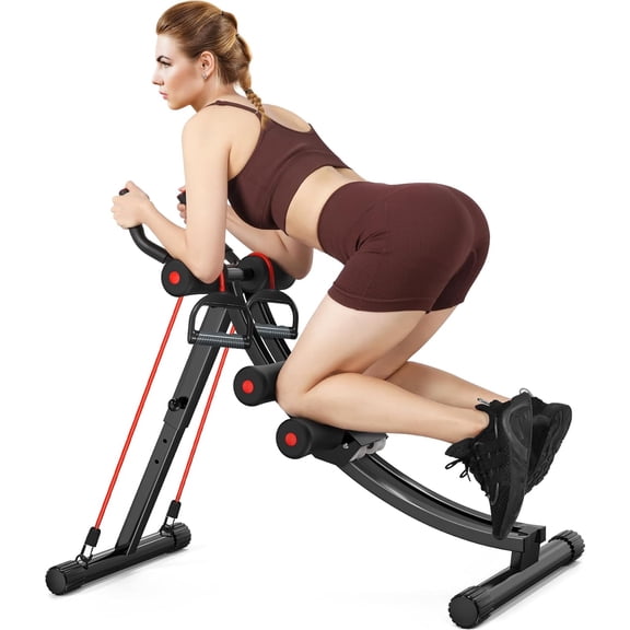 Ab Machine, Ab Workout Equipment, Adjustable Ab Trainer Machine for Abs Workout at Home Gym, Foldable, Knee Protection, Abdominal Trainer for Stomach Workout