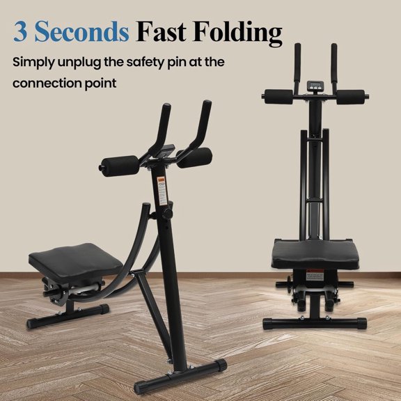 Ab Machine Abdominal Crunch Core Workout Equipment Foldable Exercise Ab Trainer Machine Coaster Abdominal/Core Fitness All Training Equipment Levels for Home & Gym