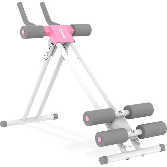 Ab Machine Abdominal Trainer Machine: Adjustable Foldable Ab Cruncher for Home Gym, Core Strength & Stomach Workout Equipment, Full Body Fitness Trainer, Pink