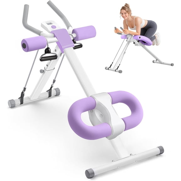 Ab Machine, Adjustable Ab Trainer Machine for Abs Workout at Home Gym, Abdominal Trainer for Stomach Workout, Foldable Abdominal Exercise Machine with Knee Protection and LCD Monitor
