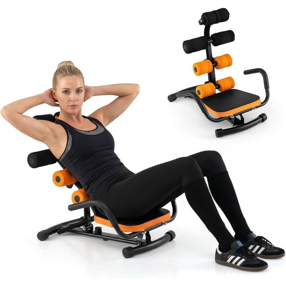 Ab Machine, Core Abdominal Trainer w/ 3-Position Adjustable Backrest, Foam Support, Ab Trainer Sit Up Bench Chair Ab Rocket Exercise Equipment for Home Gym Full-Body Workout