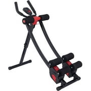 Ab Machine for Home Gym, Core Strength Training Equipment for Home Fitness, Ab Crunch Coaster with 4 Intensities and Digital Display, Foldable Core Trainer for Abdominal