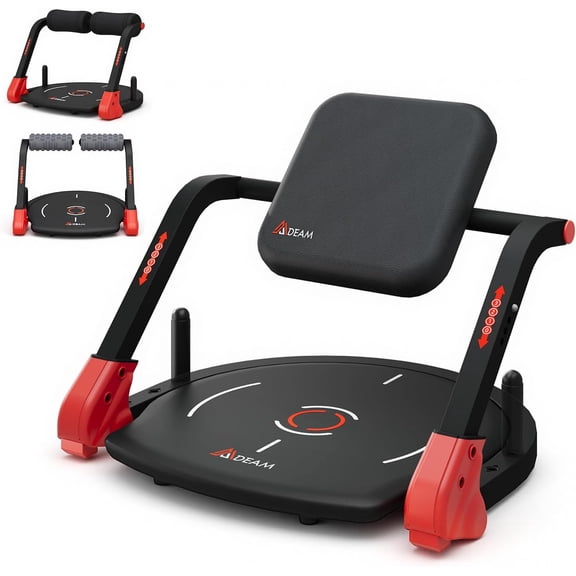 Ab Machine, Upgraded Sit Up Machine with Flat Backrest Multi-functional Sit Up Exercise Equipment for Home Gym with Angle Locking Accessory/4-Level Resistance/Massage Roller/330LBS Steel Frame