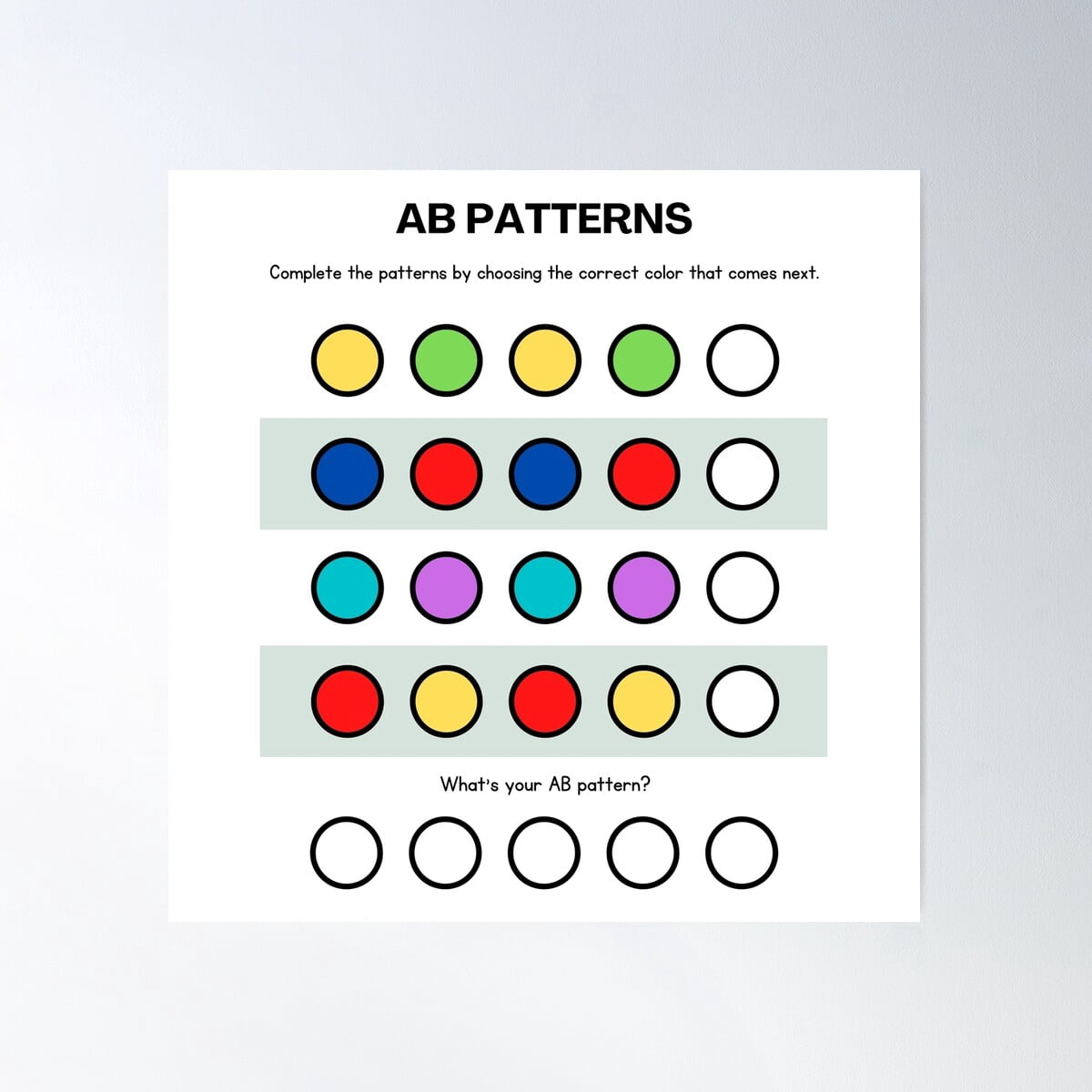 Ab Patterns For Kids Poster Wall Art, Modern Wall Decor For Living Room ...