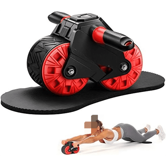 Ab Roller for Abs workout, Ab Wheel Roller with Knee Pad Mat and Intelligent Display, Fitness Ab Carver Pro Roller with Automatic Rebound, Ab Workout Equipment for Abdominal Exercise