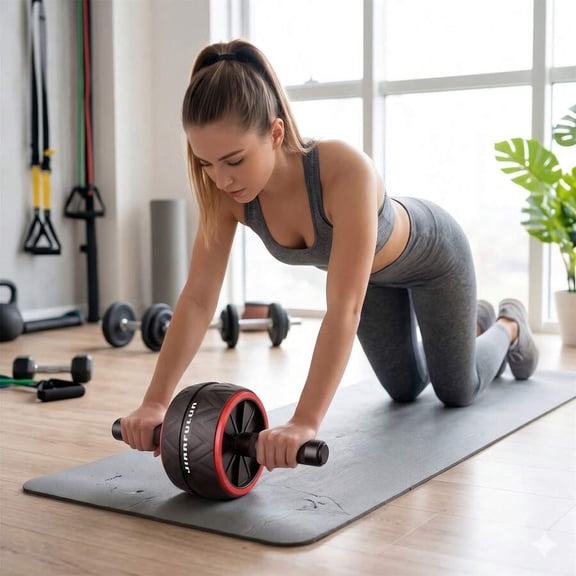 Ab Roller For Core & Chest Training - Home Fitness Equipment For Core Strength, Balance, And Workouts | Ab Wheel, Crunch Trainer, Abdominal Exerciser | Compact Fitness Gear For Strengthening Core