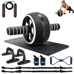 Loaddvni Ab Roller Wheel, 10-In-1 Ab Exercise Wheels Kit with Resistance Bands, Knee Mat, Jump Rope, Push-Up Bar - Home Gym Equipment for Men Women Core Strength & Abdominal Exercise