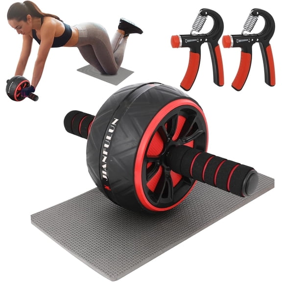 Ab Roller Wheel, Ab Workout Equipment for  & Core Strength ,  Gym Fitness Exercise Wheels for Women Men, with 2 Grip Strength Trainer &  Pad Accessories