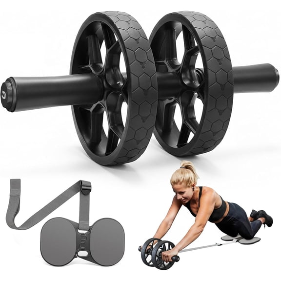 Ab Roller Wheel for Beginners to Pros, Ab Roller with Adjustable & Detachable Resistance Band, Core Workout Equipment for  Gym,  Wheel with Exercise Guide and  Pad, Men Women