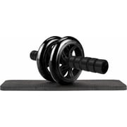 Ab Roller Wheel Kit, 32cm Dual Wheel Core Trainer with Knee Pad, Anti-Skid Handle for Home Gym, Strength Training Equipment for Abs & Full Body Workouts Black
